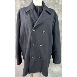 Kenneth Cole Men's Navy Blue Pea Coat sz 54R (15719)